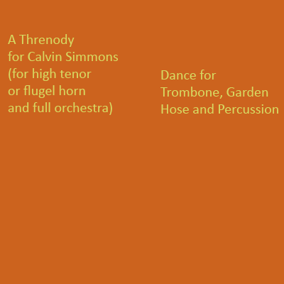 description, 'Threnody for Calvin Simmons' music for large orchestra, and 'Anagnorisis' for trombone and percussion, composed by Robert Hughes